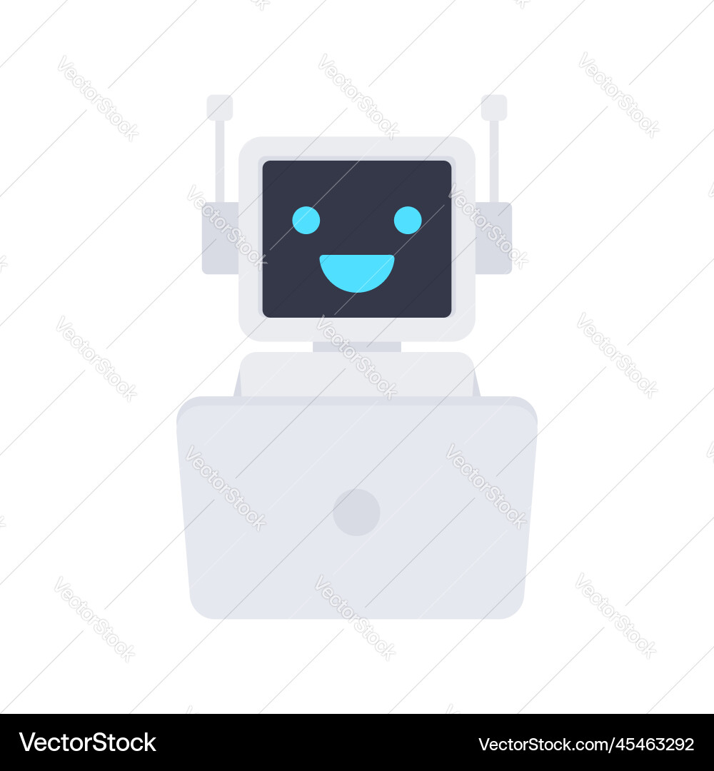 Chat bot using laptop computer robot virtual Chat bot using laptop computer robot virtual vector image