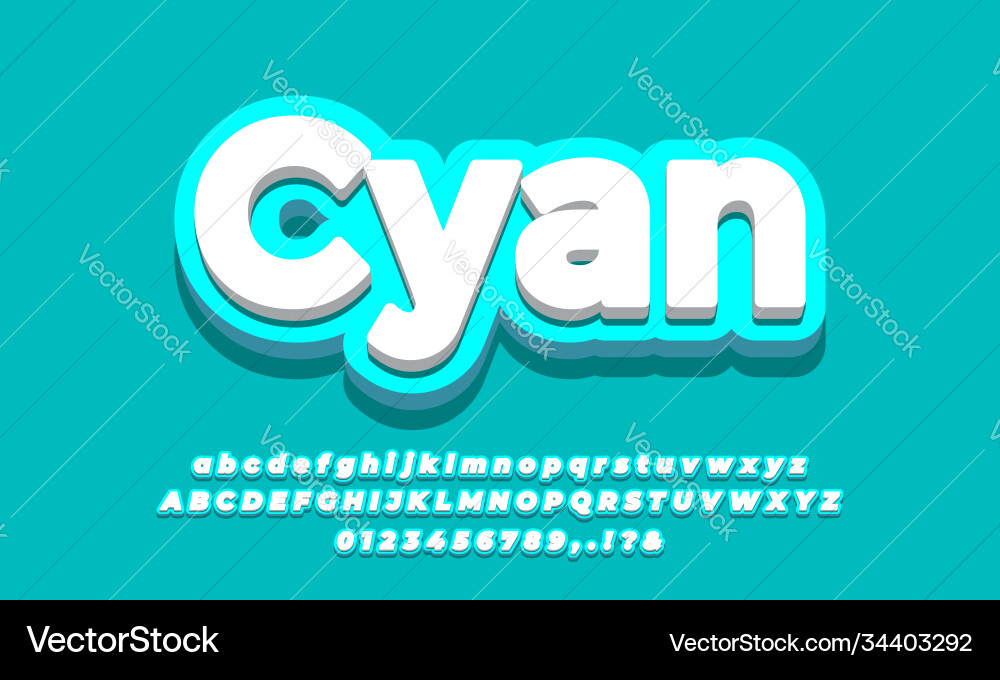 Cyan light 3d color text effect Cyan light 3d color text effect vector image