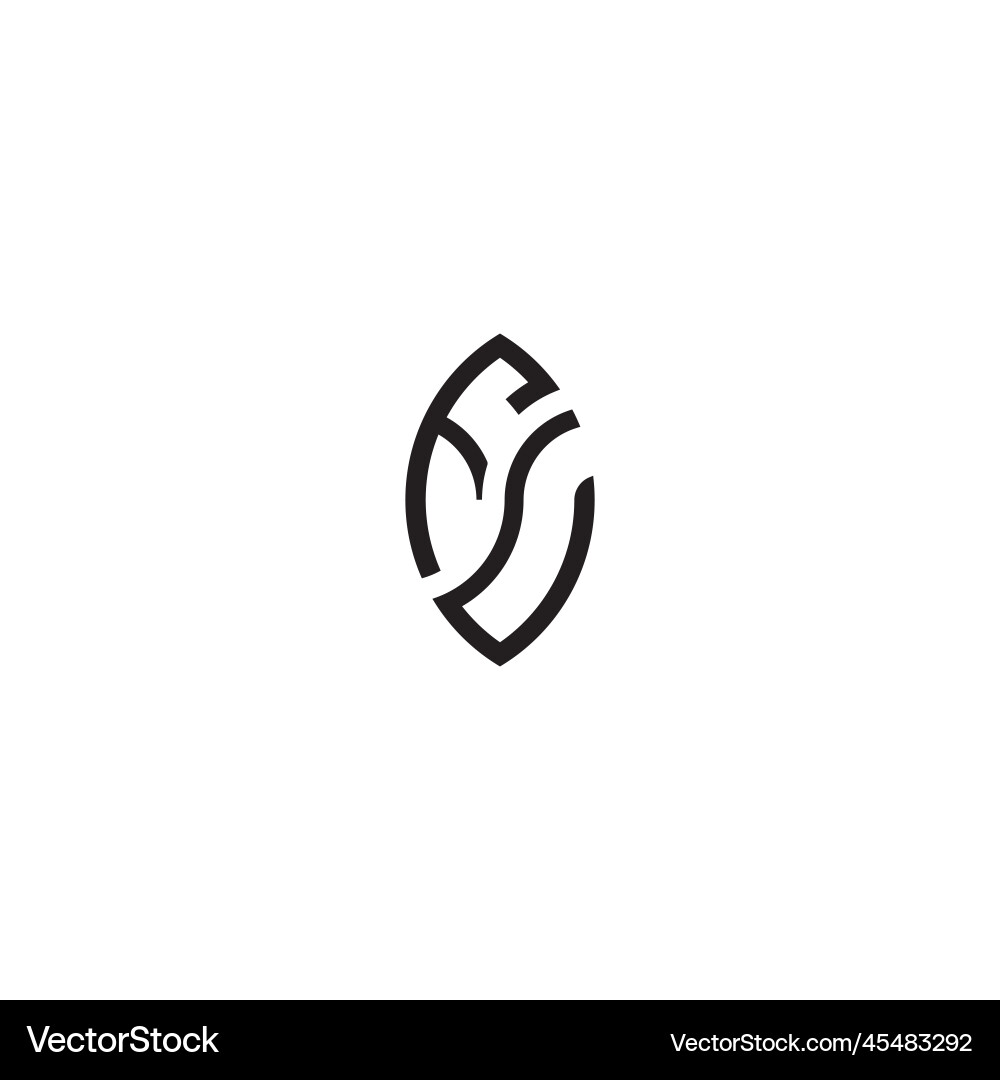Fu leaf shape line initial concept with high Vector Image