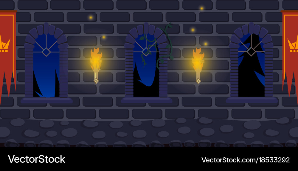 Game background castle seamless parallax vector image