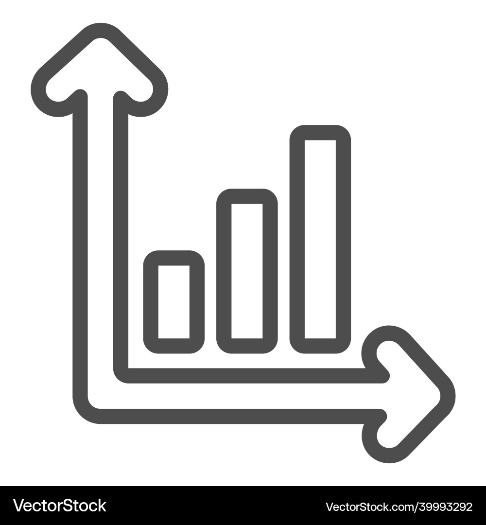 Growth bar graph with columns and axes line icon Vector Image