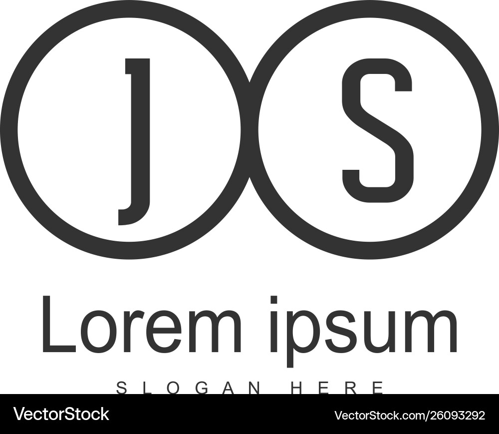 Initial js logo template with modern frame Vector Image