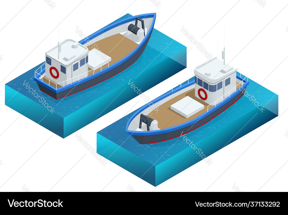 Isometrisches Angelschonerboot oder Schiff Isometrisches Angelschonerboot oder Schiff vektorbild