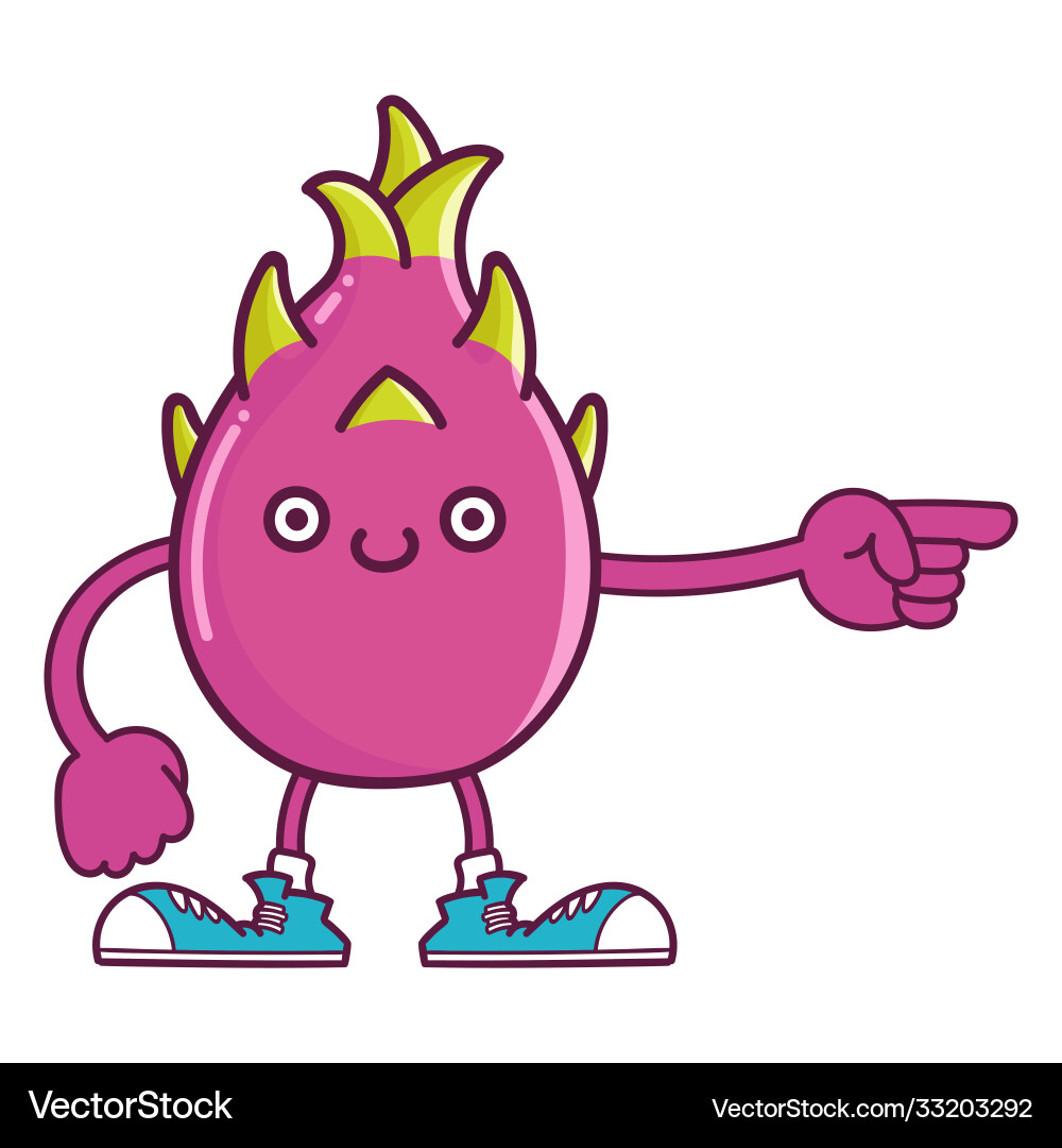 Kawaii smiling dragon fruit with sneakers cartoon Vector Image