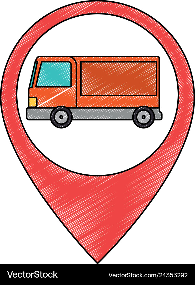 Lieferdienst LKW in Pin-Standort Lieferdienst LKW in Pin-Standort vektorbild