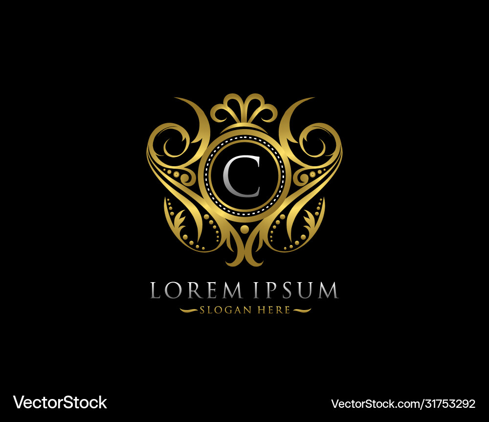 Luxury boutique c letter logo classy elegant gold Luxury boutique c letter logo classy elegant gold vector image