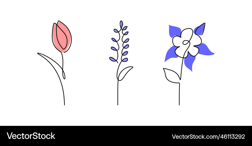 One continuous single line of three spring One continuous single line of three spring Vector Image