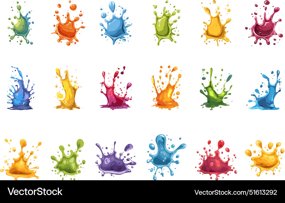 Paint splashes and drops colorful blobs liquid Paint splashes and drops colorful blobs liquid vector image