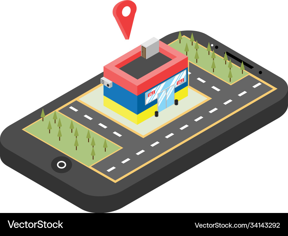 Red Pointer auf Smartphone Karte gps Navigation Red Pointer auf Smartphone Karte gps Navigation vektorbild