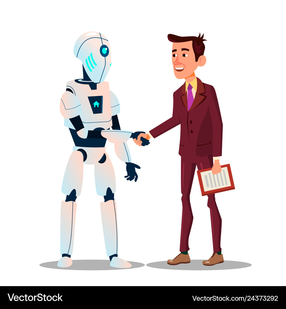 Robotics and high technology the robot shakes Robotics and high technology the robot shakes vector image