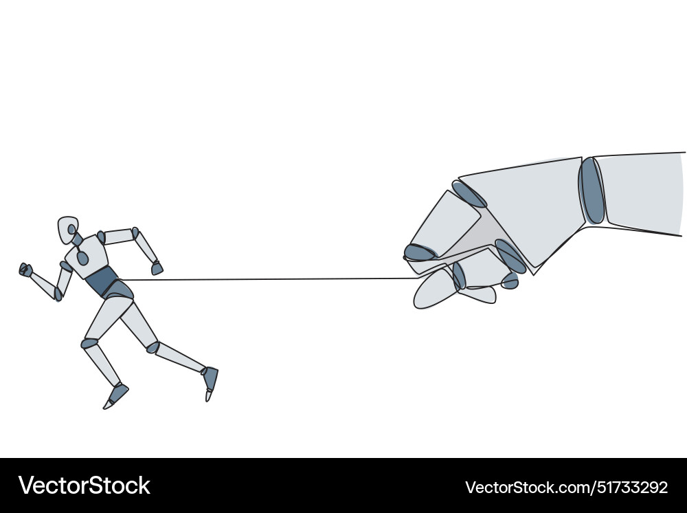 Single continuous line drawing robot runs but its Single continuous line drawing robot runs but its vector image