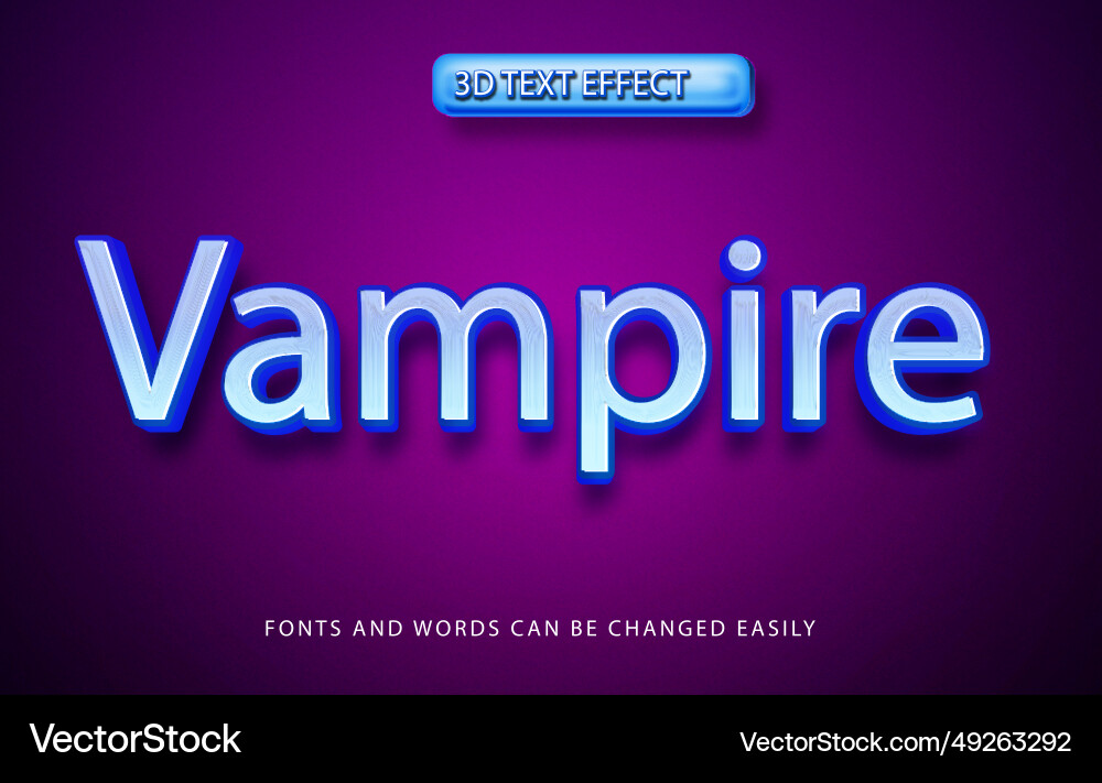Vampire 3d editable text effect style Vampire 3d editable text effect style vector image