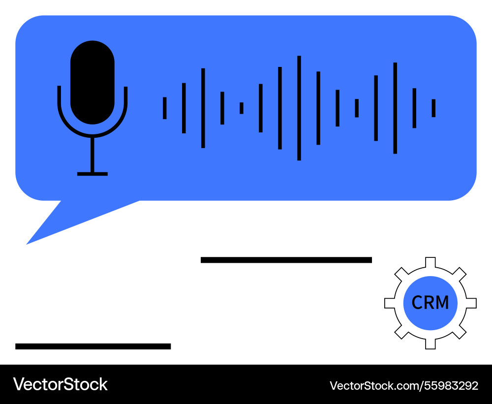 Voice recognition technology integrating with crm Vector Image