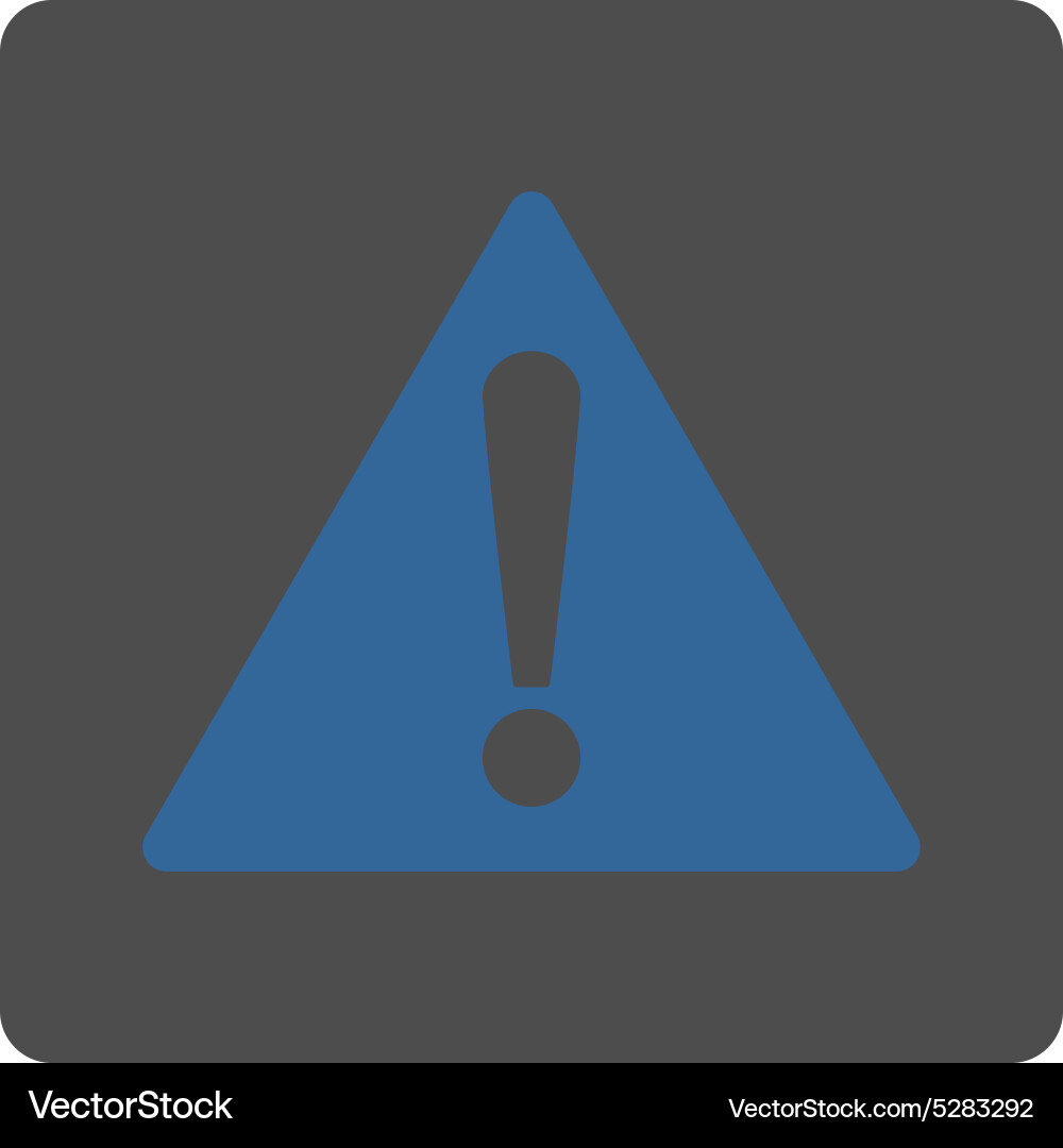 Warning flat cobalt and gray colors rounded button vector image