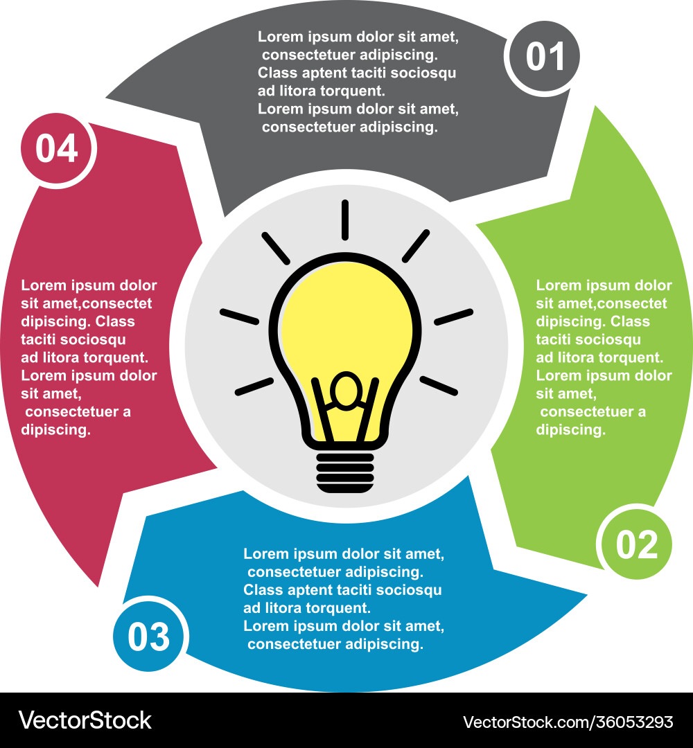 4 step element in four colors with labels 4 step element in four colors with labels Vector Image