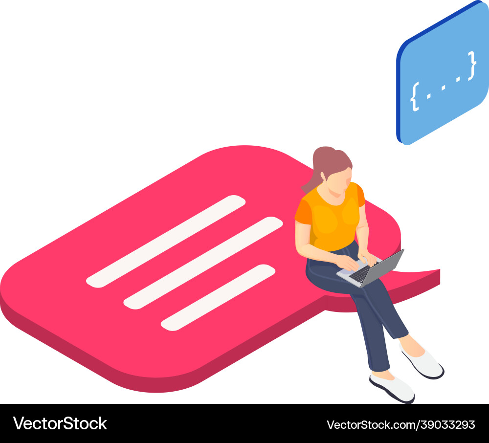 Coding conversation isometric composition Coding conversation isometric composition vector image