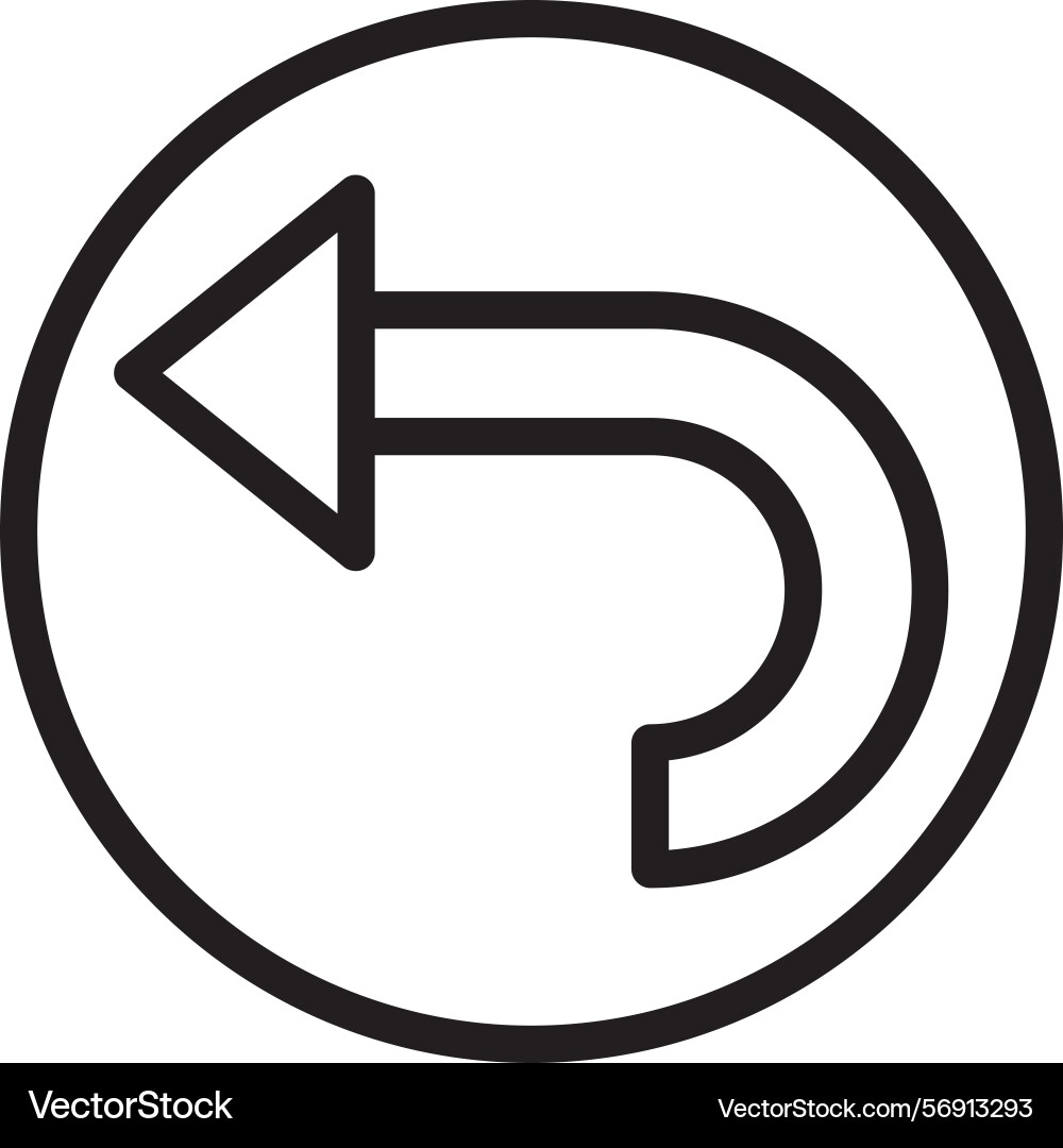 Curved arrow left linear style icon design vector image
