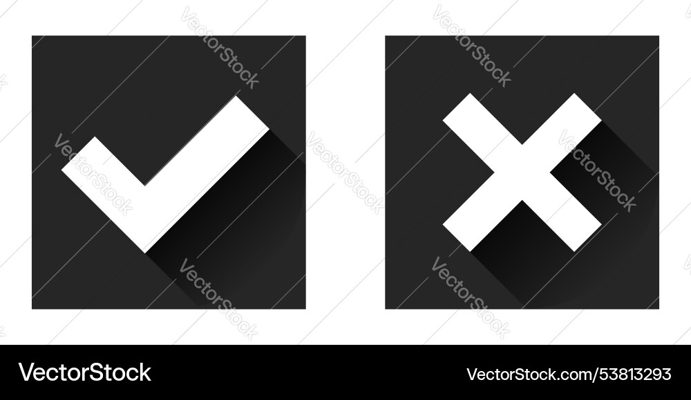 Dark check mark cross and tick icon design Dark check mark cross and tick icon design Vector Image