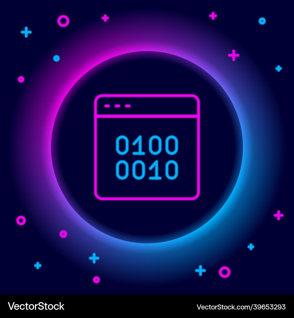 Glowing Neon Linie binären Code-Symbol isoliert Glowing Neon Linie binären Code-Symbol isoliert vektorbild