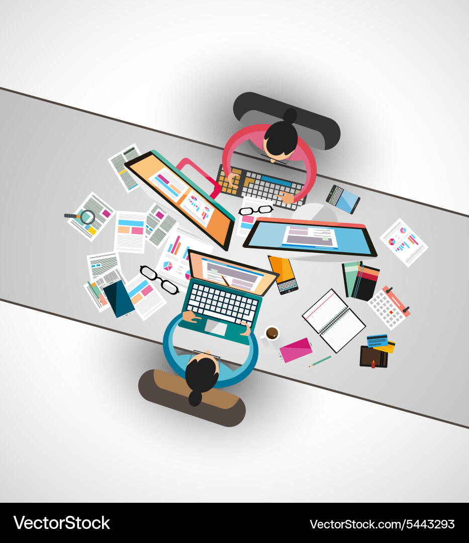 Ideal workspace for teamwork and brainstorming vector image