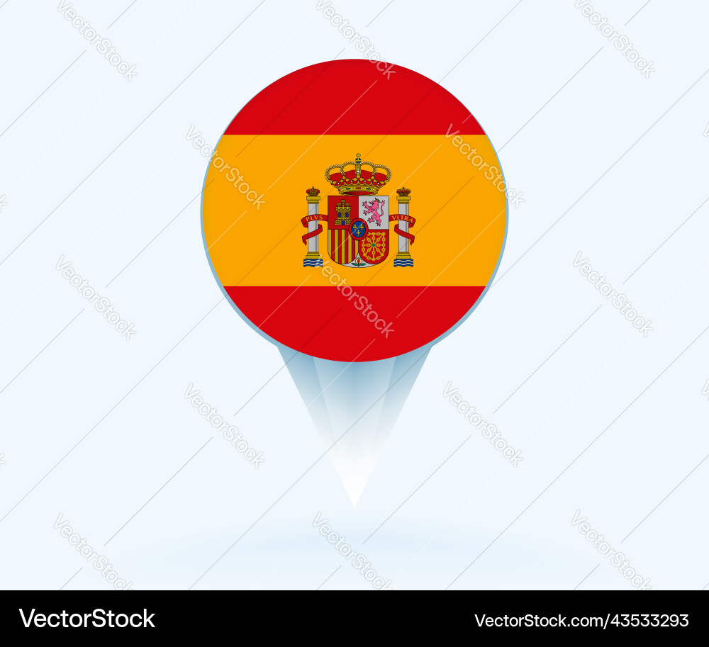 Map pointer with flag of spain vector image