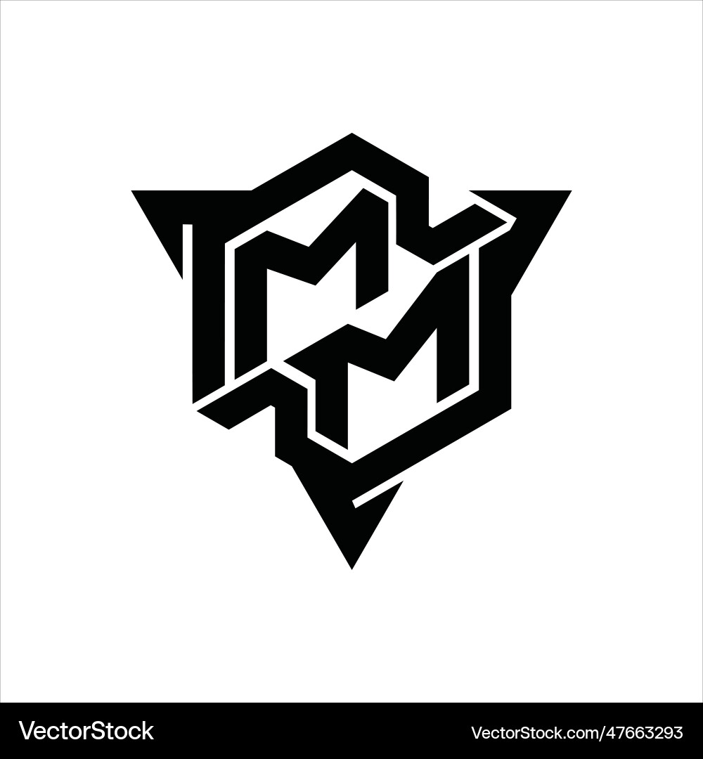 Mm logo monogram hexagon shape with triangle Vector Image