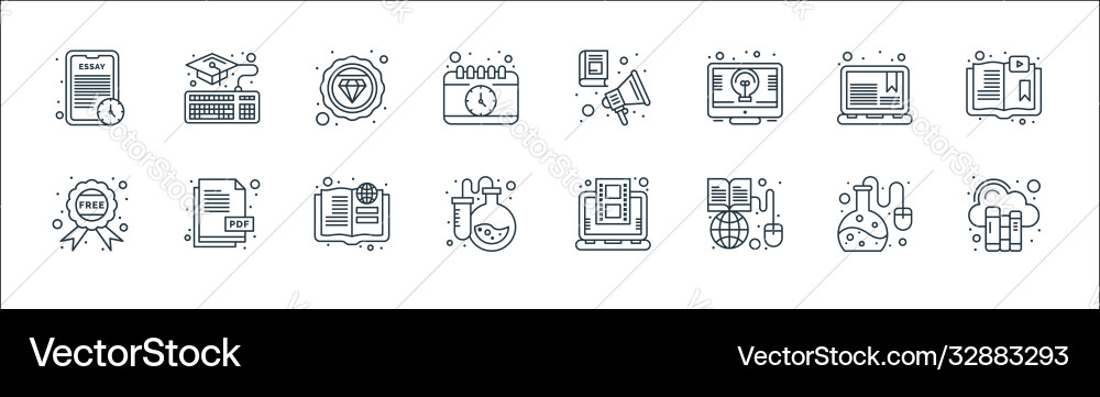 Online learning line icons linear set quality Online learning line icons linear set quality vector image