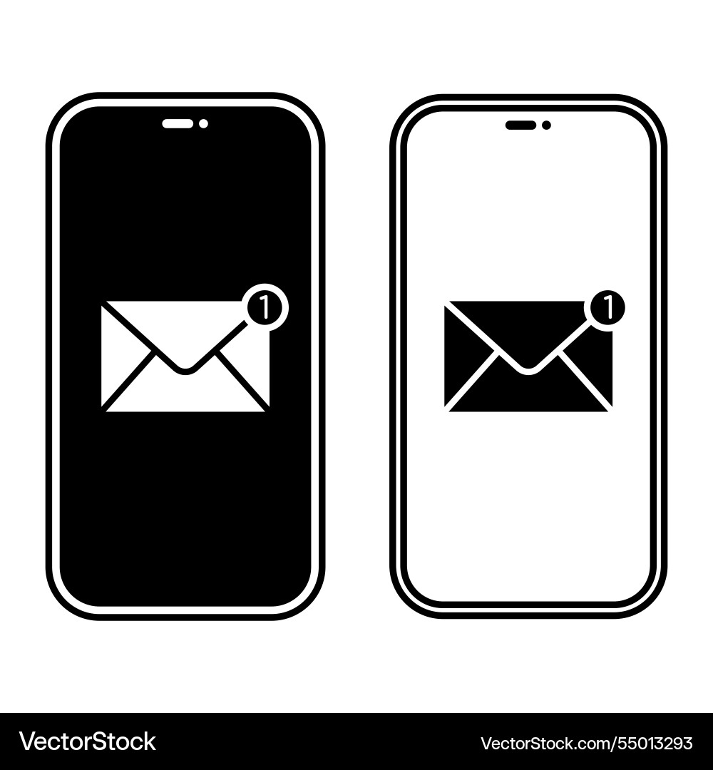 Phone screen with notification unread email Vector Image