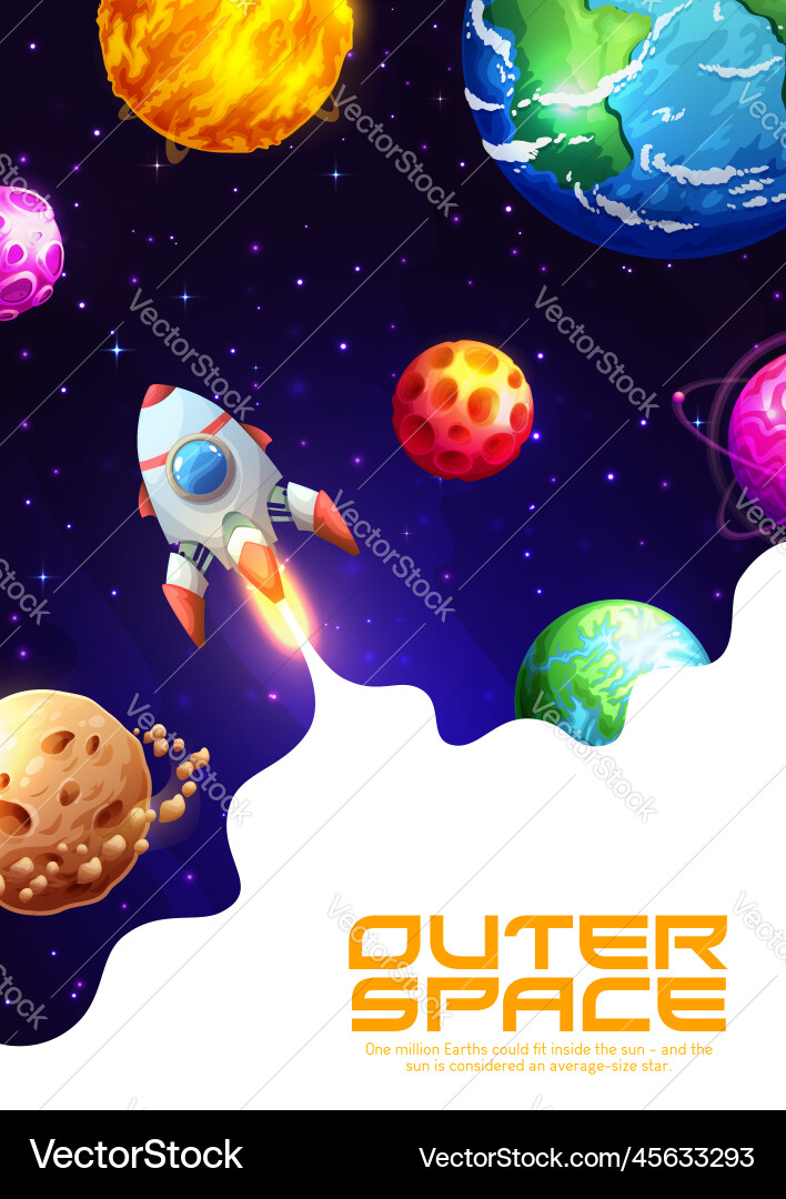 Rocket spaceship in outer space background Rocket spaceship in outer space background vector image