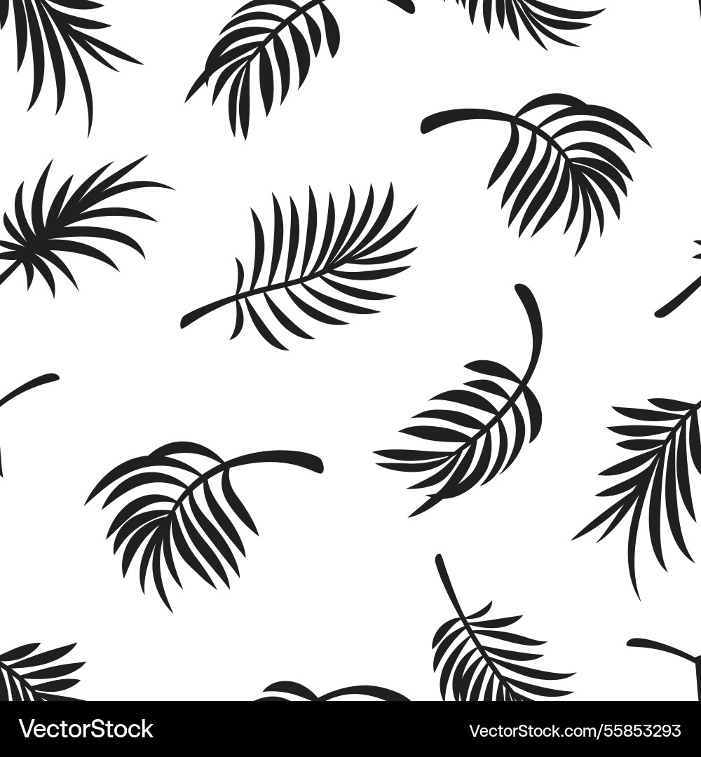 Seamless tropical palm leaves pattern black Seamless tropical palm leaves pattern black vector image