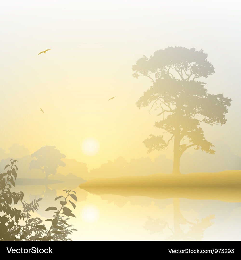 Serene River Reflection Vector Image
