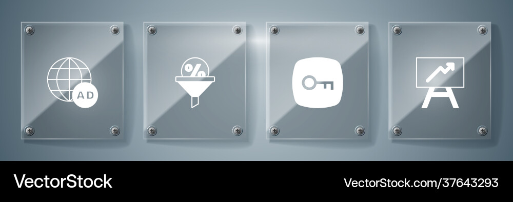 Set board with graph chart key lead management Set board with graph chart key lead management vector image
