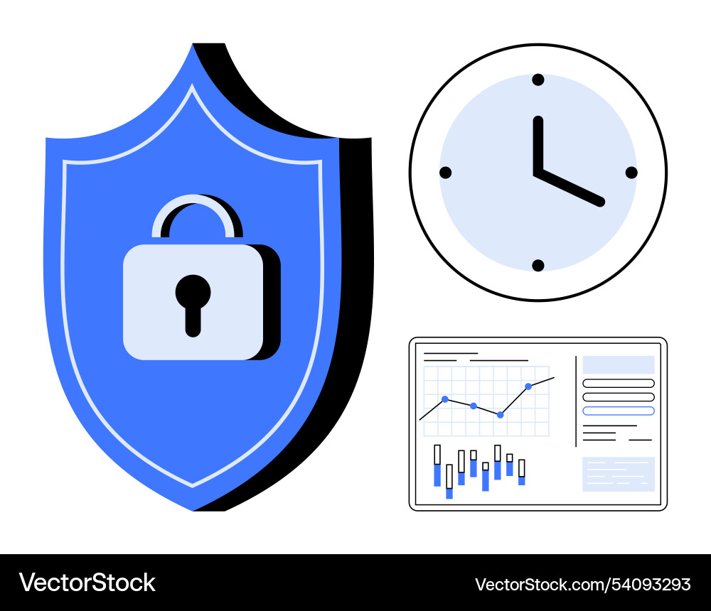 Symbolic representation of data security time Symbolic representation of data security time vector image