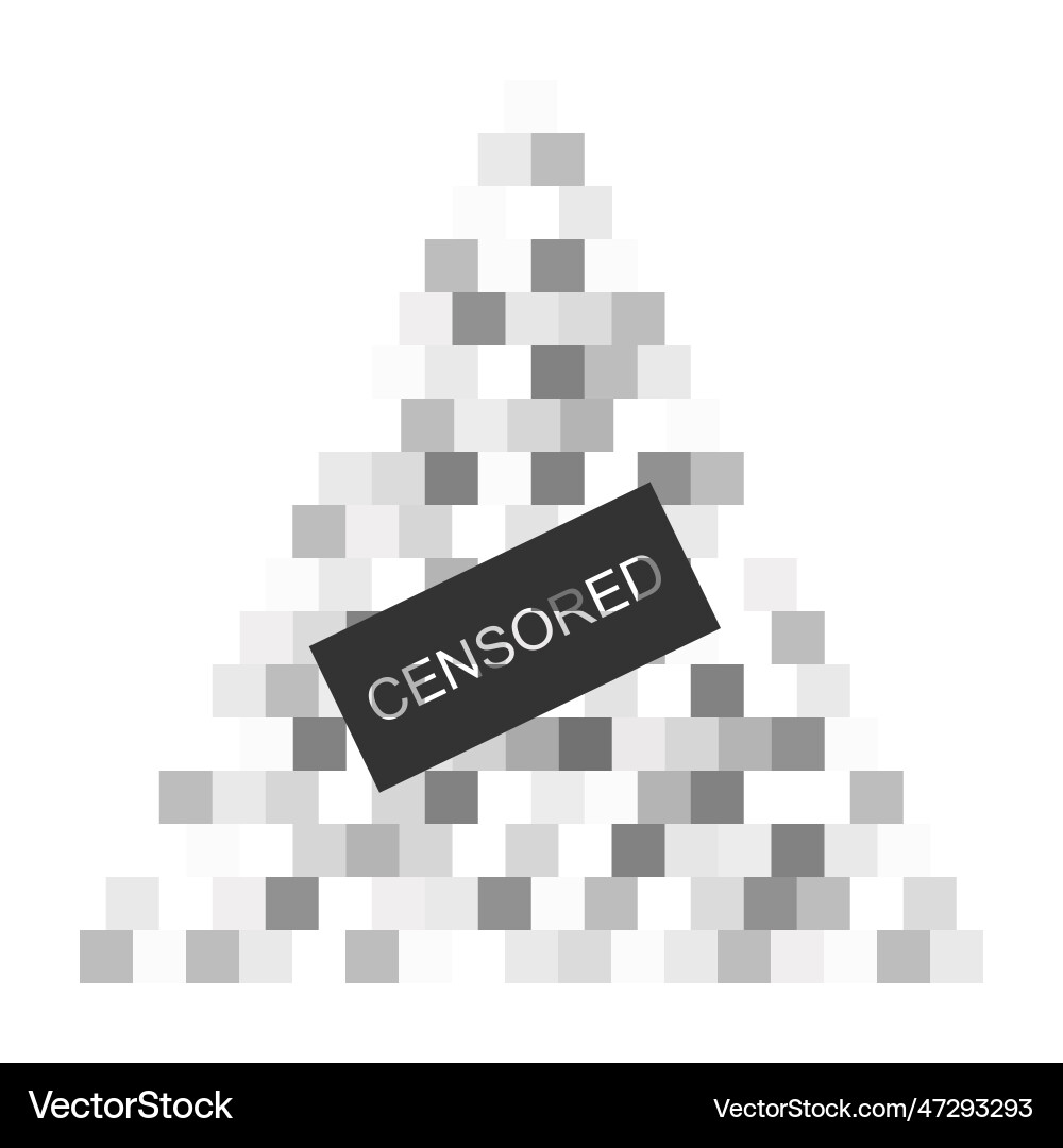 Triangle shaped censor blur effect with censored Triangle shaped censor blur effect with censored vector image