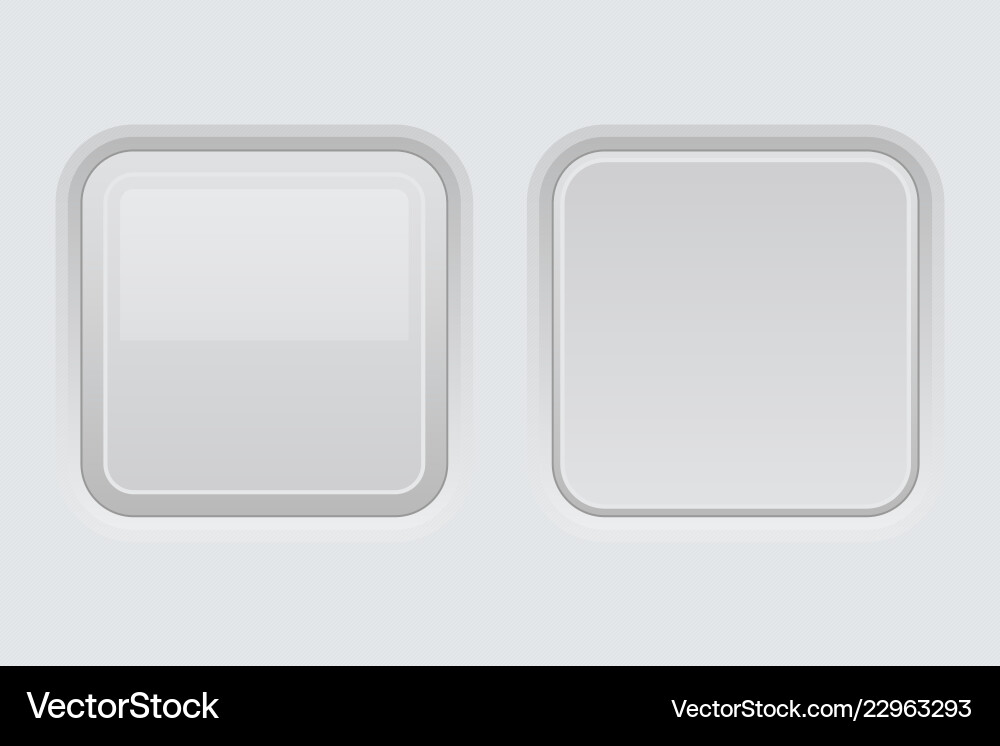 White web interface buttons square 3d icons vector image