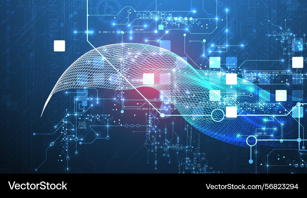 Abstract data background with wireframe wave Abstract data background with wireframe wave Vector Image