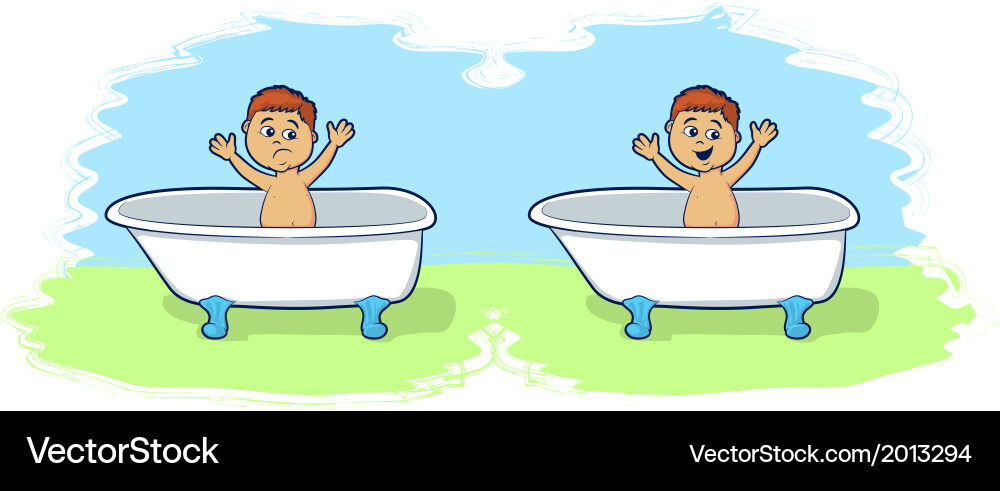 Bath time for cartoon boy