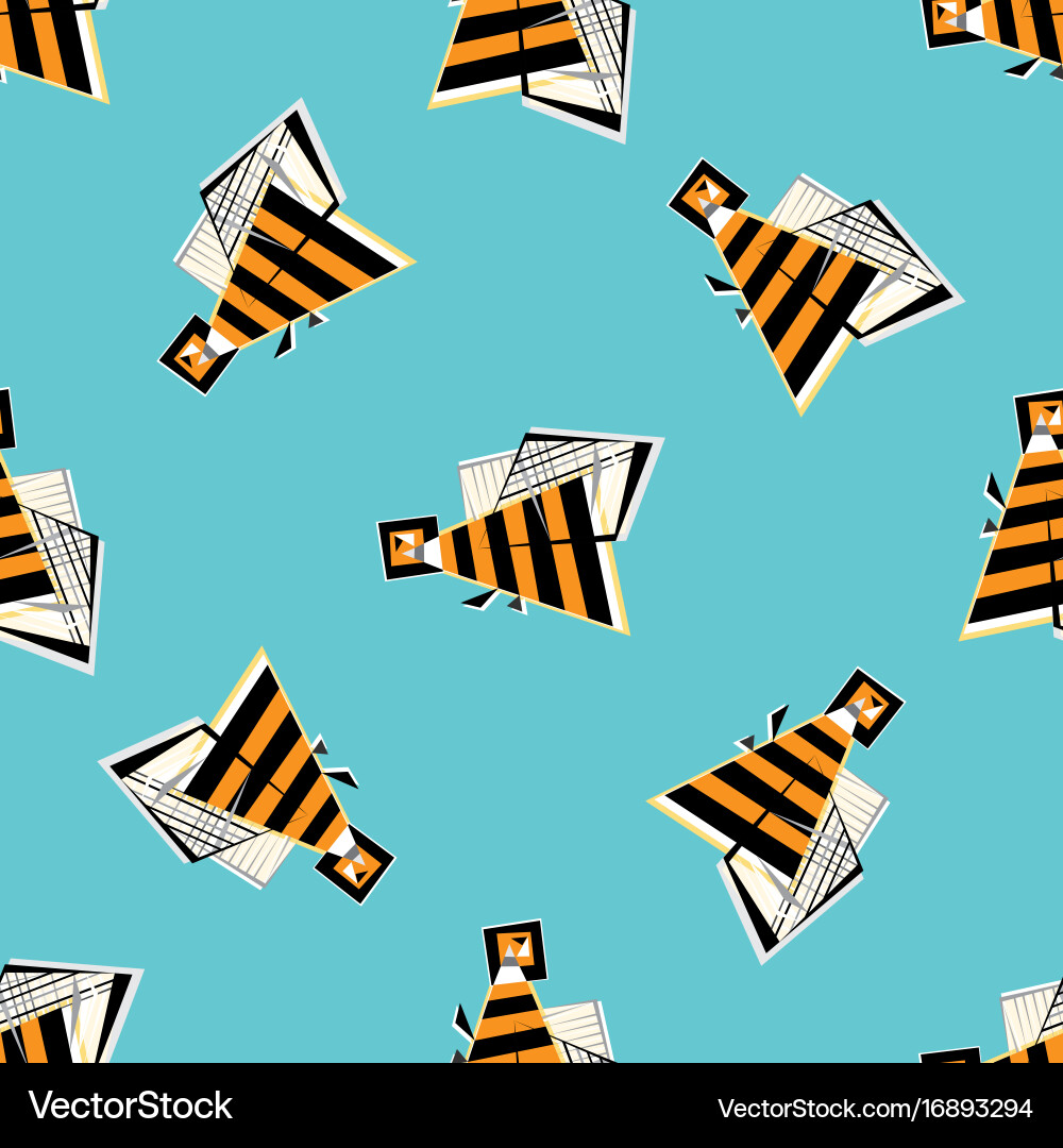 Bees seamless pattern abstract honeybee colorful Vector Image