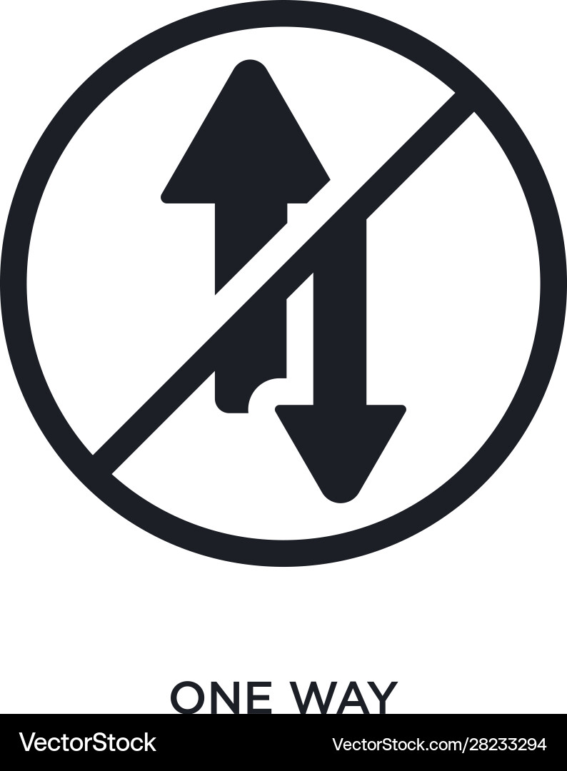 Black one way isolated icon simple element from vector image