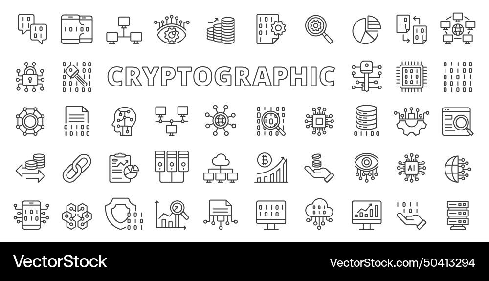 Cryptographic icons in line design Cryptographic icons in line design vector image