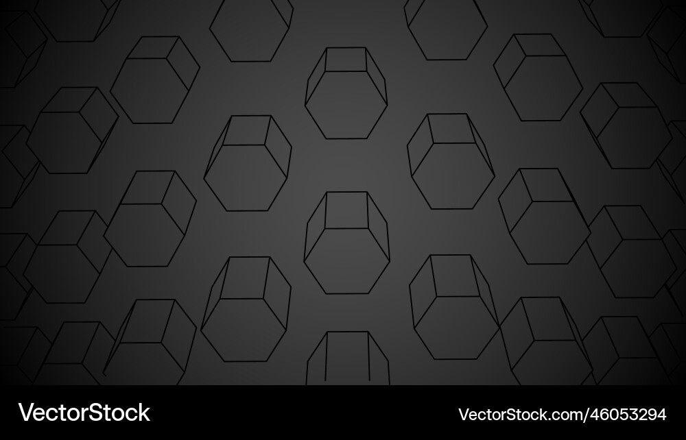 Hexagon black background geometric 3d backdrop Hexagon black background geometric 3d backdrop vector image