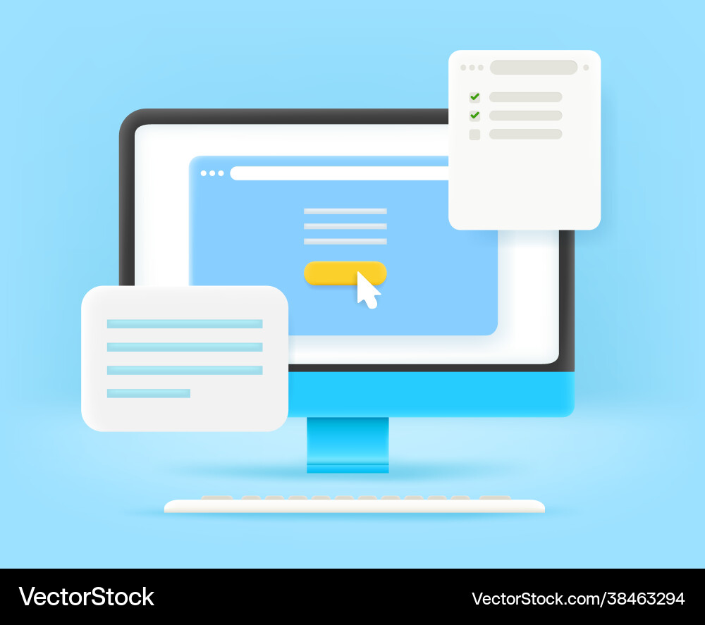 Modern Computer Interface with Pop-up Windows vector image