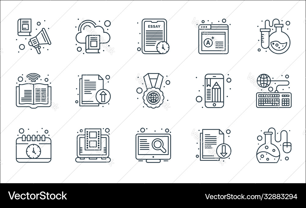 Online learning line icons linear set quality Online learning line icons linear set quality vector image