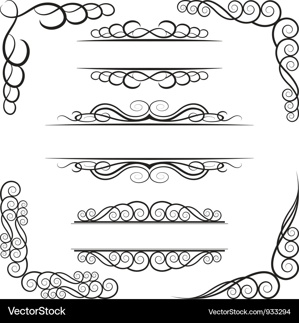 Ornate Swirl Border Elements Vector Image