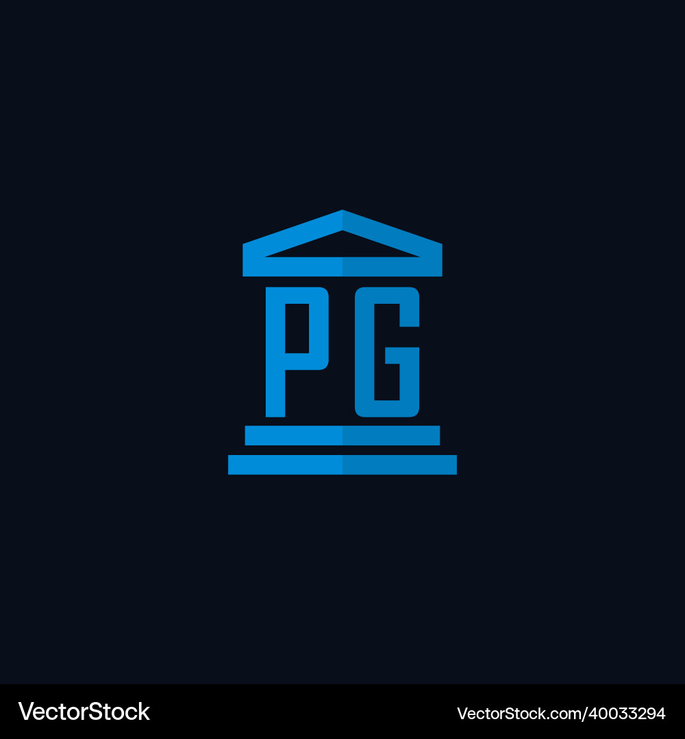 Pg initial logo monogram with simple courthouse Vector Image