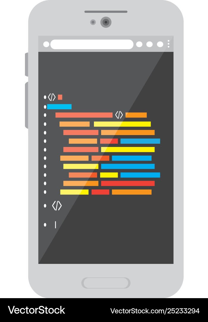 Programmiercode auf einem Smartphone-Symbol Programmiercode auf einem Smartphone-Symbol vektorbild