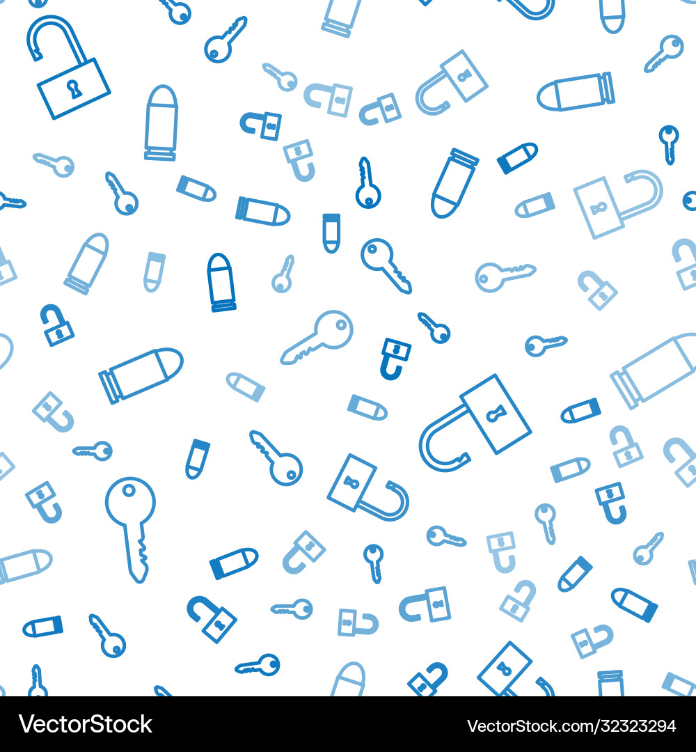 Set line key open padlock and bullet on seamless Set line key open padlock and bullet on seamless vector image
