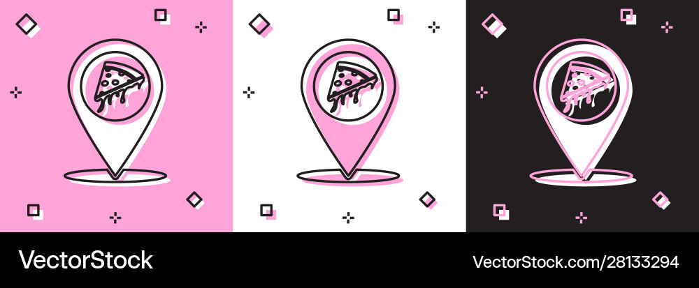 Set map pointer with fast food slice pizza icon Set map pointer with fast food slice pizza icon vector image