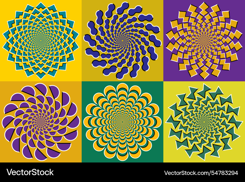 Set of circular patterns with different geometric vector image