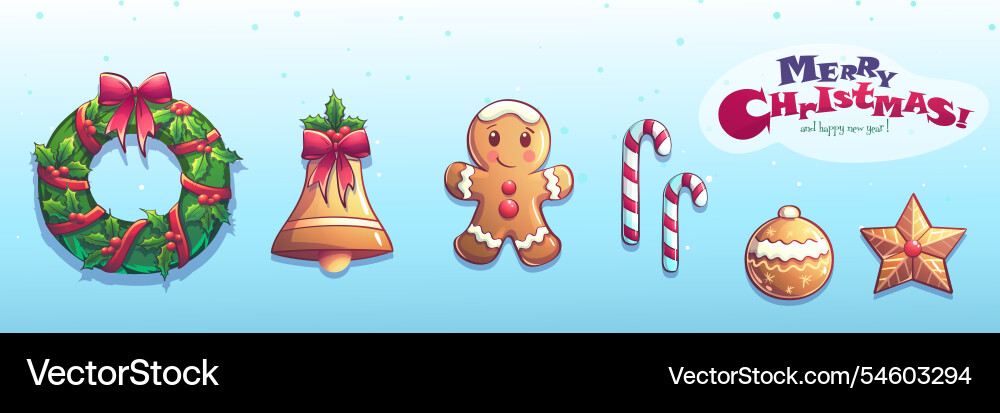 Set of year characters and objects vector image